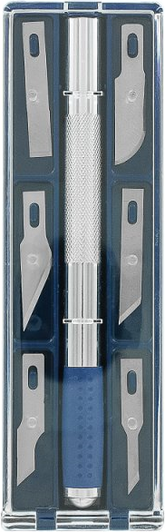 Zdjęcie główne produktu Nóż modelarski (skalpel) Soft Grip Modelcraft typ #1 (125mm) z ostrzami Shesto Modelcraft PKN4301-S