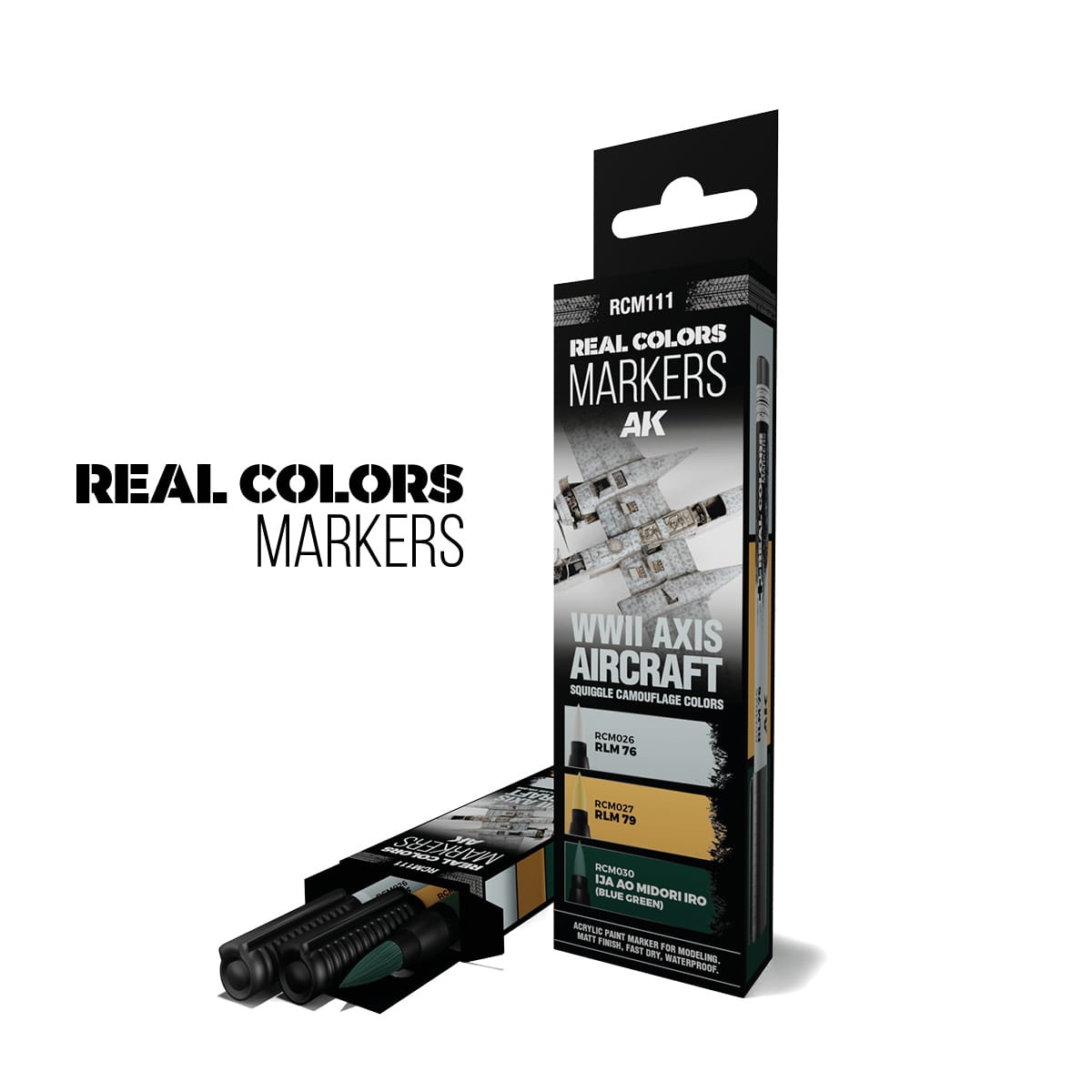 Zdjęcie główne produktu WWII AXIS AIRCRAFT SQUIGGLE CAMOUFLAGE COLORS Real Color Markers AK Interactive RCM111