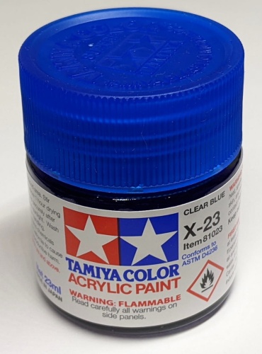 Tamiya 81023 X-23 Clear Blue Paint 23ml X23 Acrylic