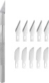Zdjęcie główne produktu Nóż modelarski (skalpel) Modelcraft typ #1 z 10 ostrzami (typ #10 i #11) Shesto PKN3301-S