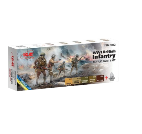 World War I British infantry acrylic paint set ICM 3042