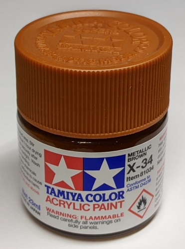Tamiya 81034 X-34 Metallic Brown Paint 23ml X34 Acrylic