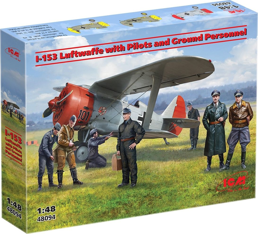Zdjęcie dodatkowe produktu I-153 Luftwaffe z pilotami i personelem naziemnym 1:48 ICM 48094