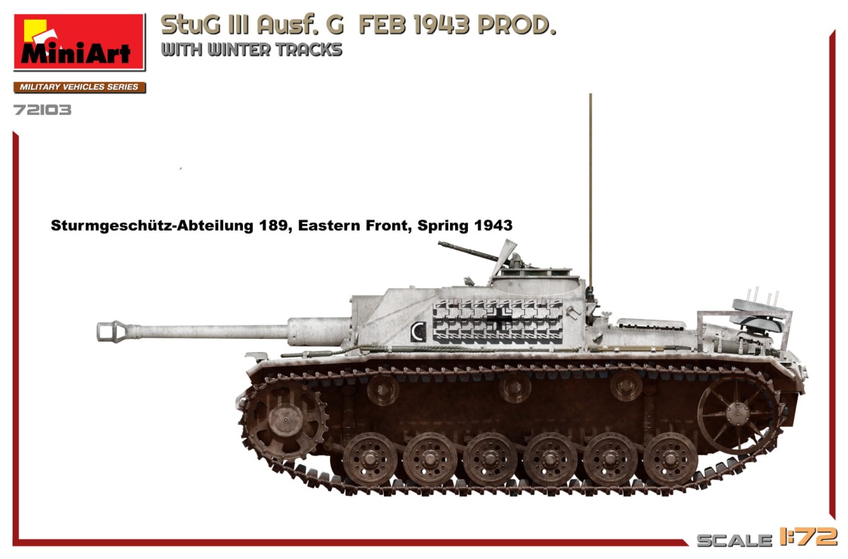Zdjęcie dodatkowe produktu Stug III Ausf. G Feb 1943 Prod. z Zimowymi Gąsienicami 1:72 MiniArt 72103