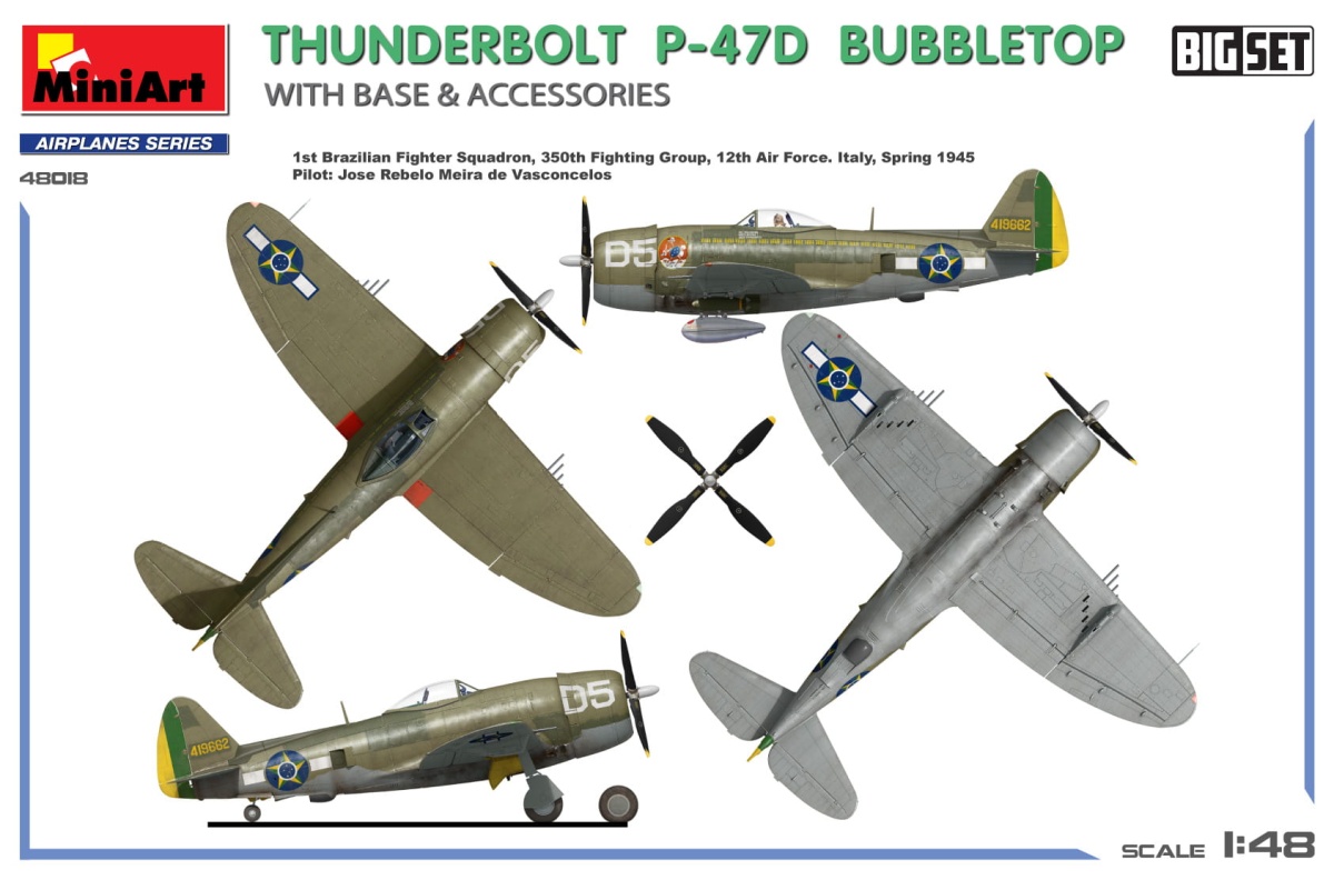 Zdjęcie dodatkowe produktu Thunderbolt P-47D Bubbletop z podstawą i akcesoria. Duży Zestaw 1:48 MiniArt 48018