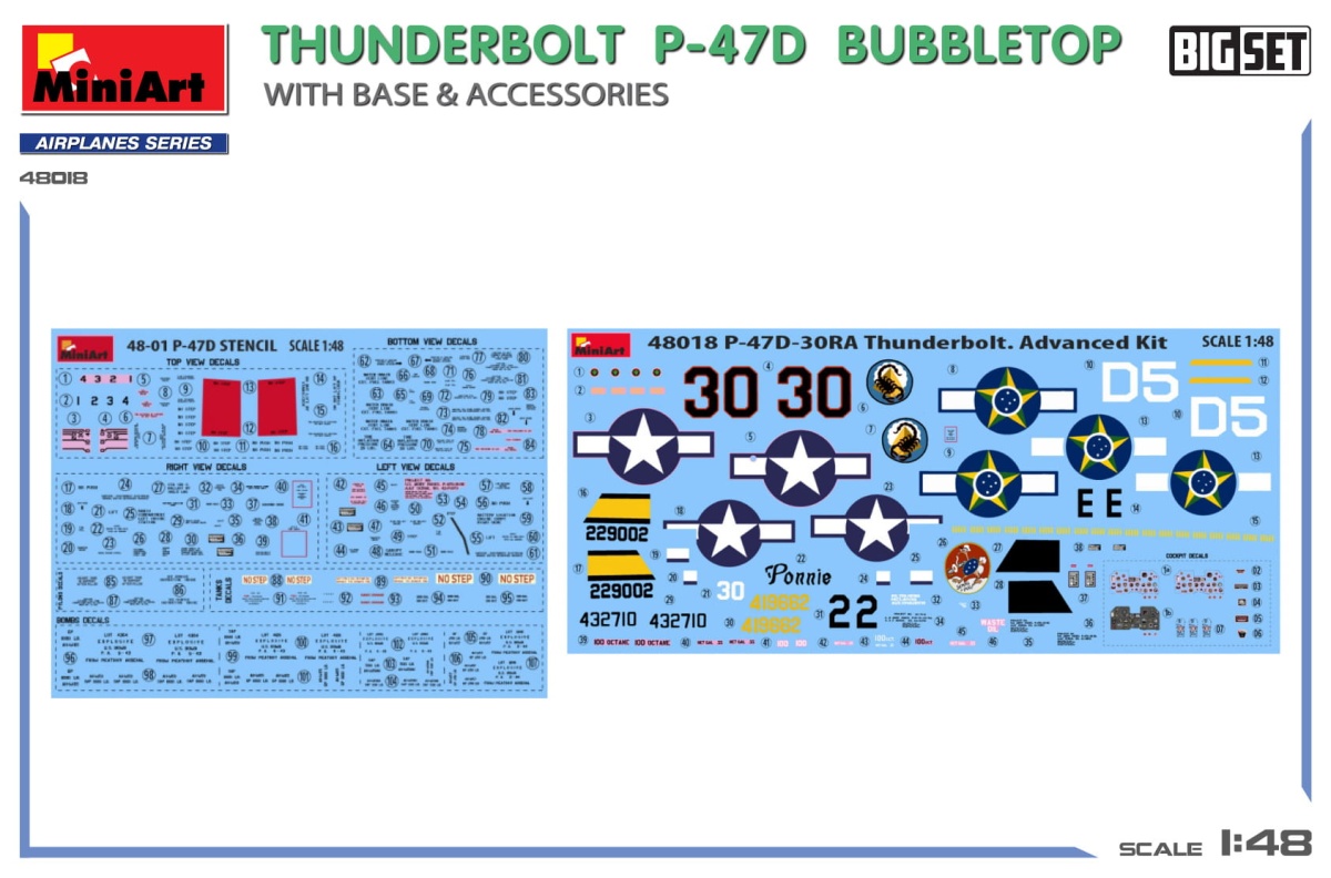 Zdjęcie dodatkowe produktu Thunderbolt P-47D Bubbletop z podstawą i akcesoria. Duży Zestaw 1:48 MiniArt 48018