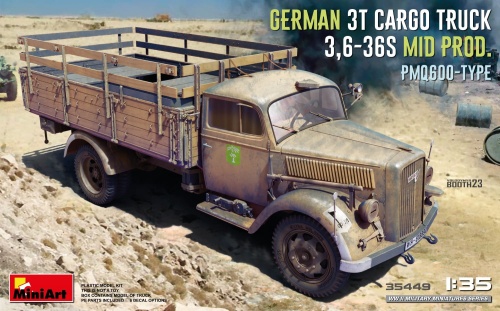 German 3t Cargo Truck 3.6-36s Mid Prod. Type Pmq600 1:35 MiniArt 35449
