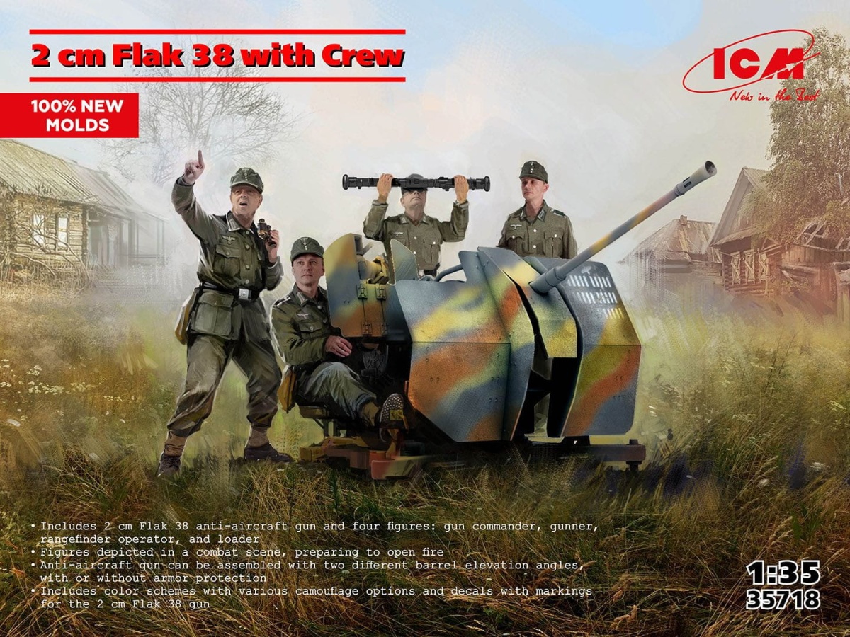 Zdjęcie główne produktu 2 cm Flak 38 z załogą 1:35 ICM 35718