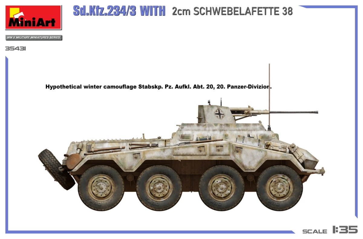 Zdjęcie dodatkowe produktu Sd.kfz.234/3 with 2cm Schwebelafette 38 1:35 MiniArt 35431