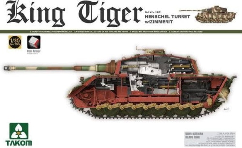 Sd.Kfz. 182 King Tiger Henschel Turret w/Zimmerit 1:35 Takom 2045