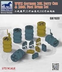 WWII German 20L Jerry Can and 200L Fuel Drum Set 1:72 Bronco GB7020