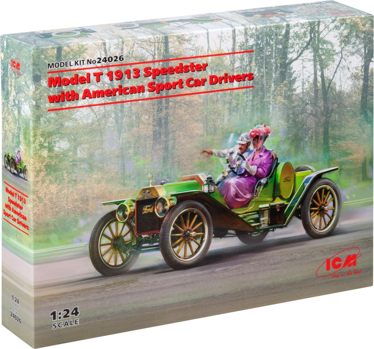 Zdjęcie dodatkowe produktu Model T 1913 Speedster with American Sport Car Drivers 1:24 ICM 24026