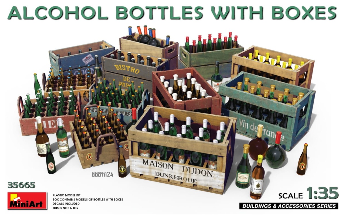 Zdjęcie główne produktu Butelki z alkoholem z pudełkami 1:35 MiniArt 35665