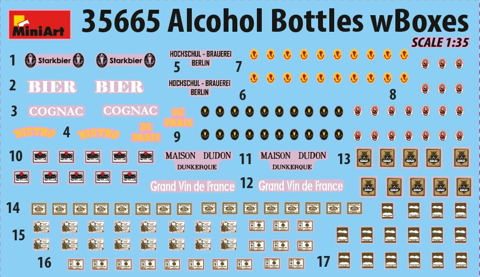 Zdjęcie dodatkowe produktu Butelki z alkoholem z pudełkami 1:35 MiniArt 35665