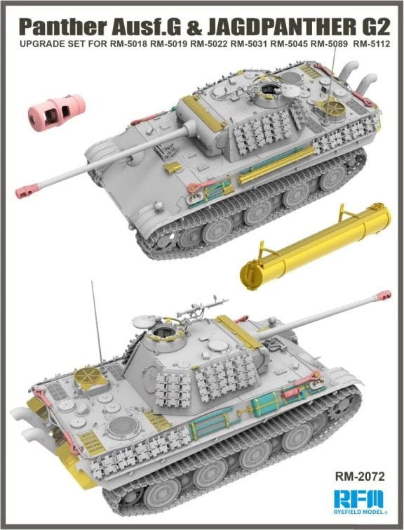 Zdjęcie główne produktu Panther Ausf.G and Jagdpanther G2 upgrade set 1:35 Rye Field Model 2072