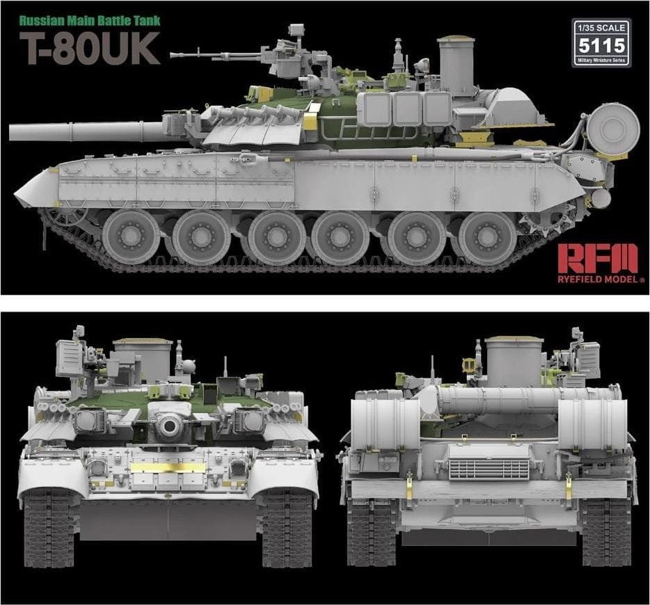 Zdjęcie dodatkowe produktu Russian T-80UK Main Battle tank 1:35 Rye Field Model 5115
