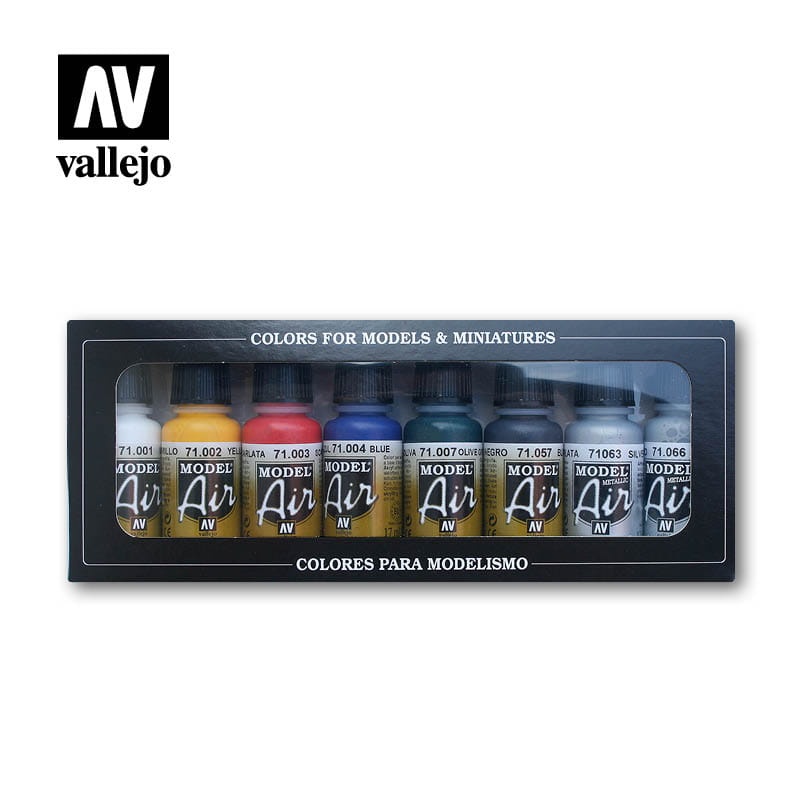 Zdjęcie główne produktu Vallejo 71174 Basic Colors Model Air Set Zestaw 8 farb 18ml
