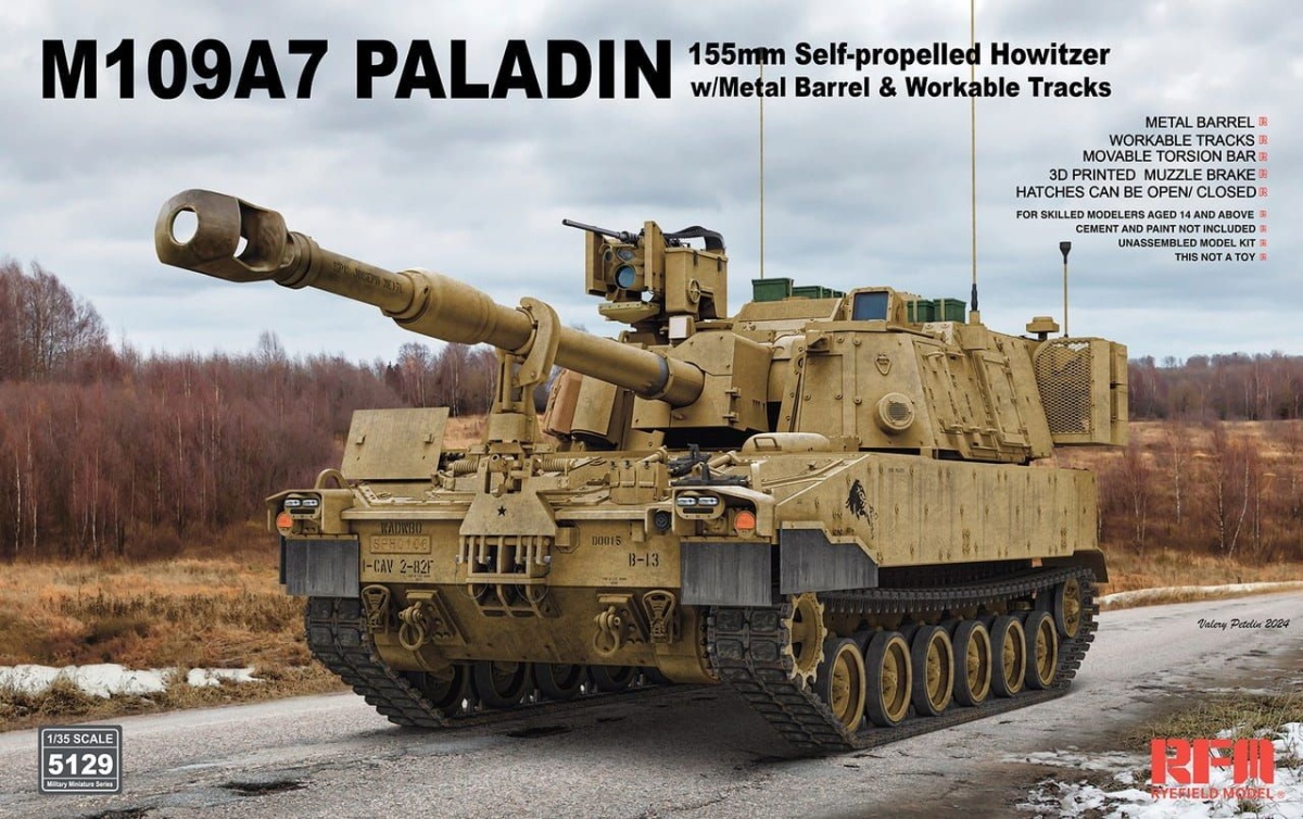 Zdjęcie główne produktu M109A7 PALADIN 155mm Self-Propelled Howitzer w/Workable Tracks 1:35 Rye Field Model 5129