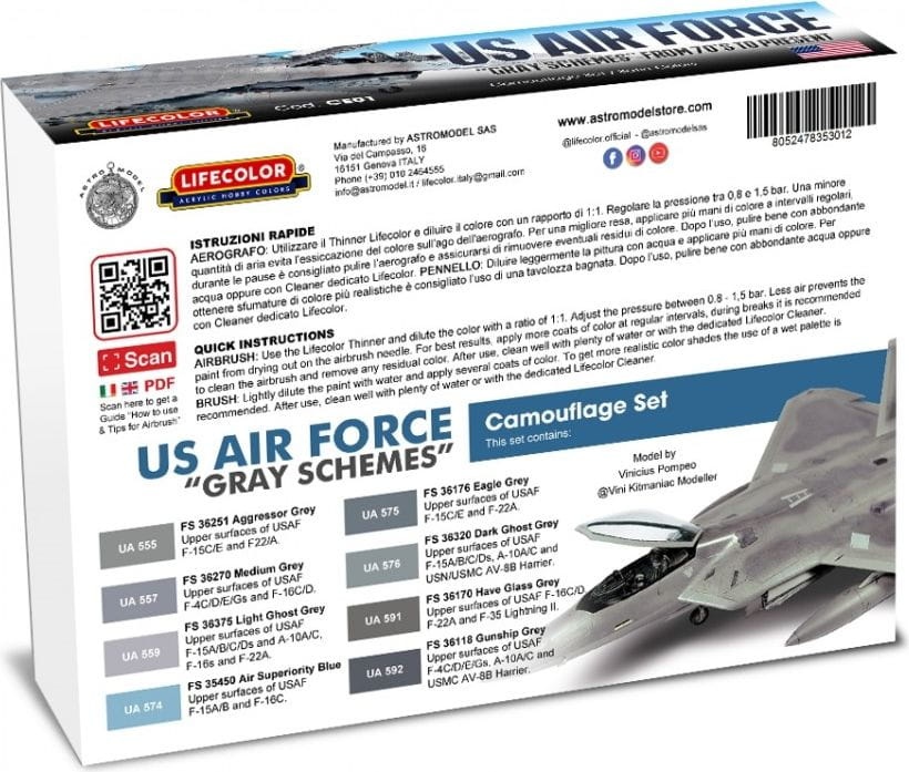 Zdjęcie dodatkowe produktu USAF 1970 do dziś zestaw farb akrylowych (8x22ml) Lifecolor CE01
