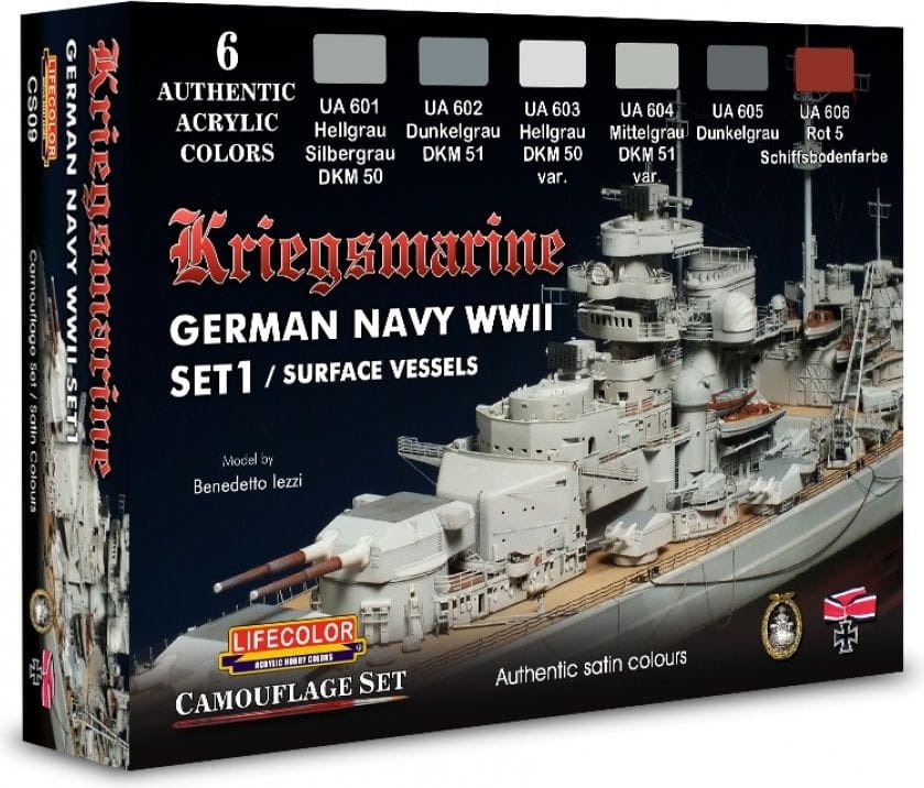 Zdjęcie główne produktu Kriegsmarine German Navy WWII zestaw farb akrylowych (6x22ml) Lifecolor CS09