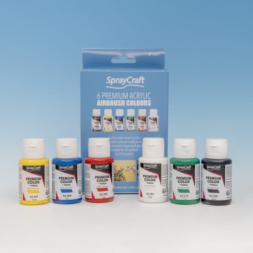 Set of 6 premium acrylic paints for airbrush (6x32ml) Spraycraft Shesto SP1601