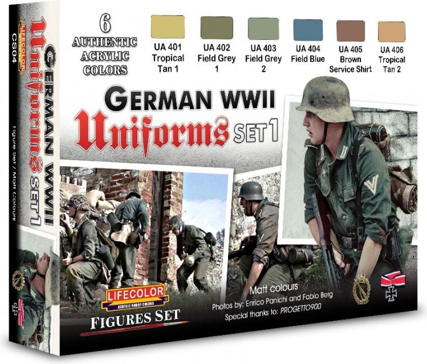 Zdjęcie główne produktu German Uniforms WWII Set 1 (farba 6x 22ml) Lifecolor CS04