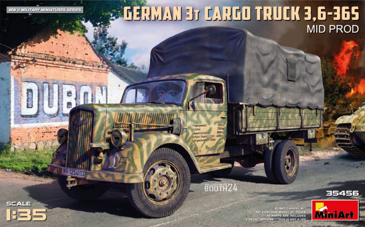 Zdjęcie główne produktu German 3t Cargo Truck 3,6-36s Mid Prod 1:35 MiniArt 35456