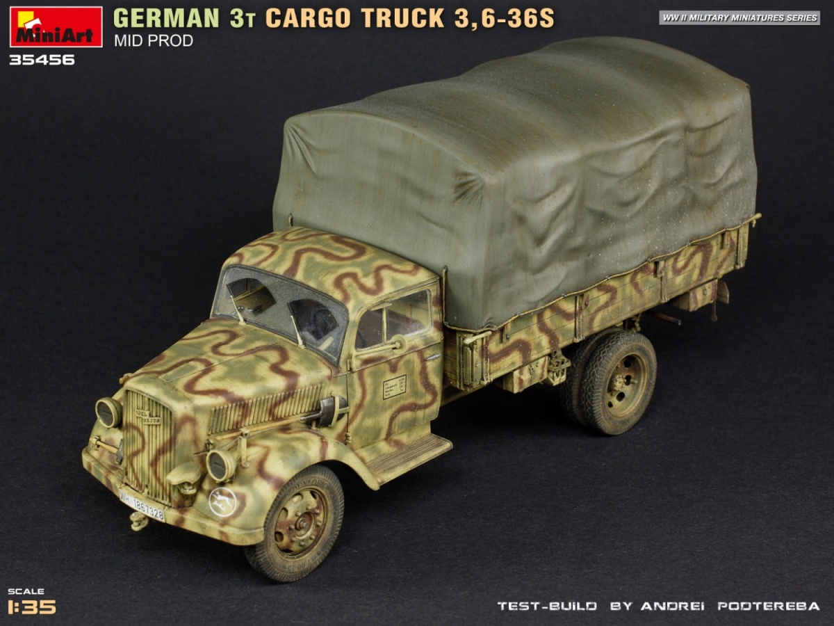 Zdjęcie dodatkowe produktu German 3t Cargo Truck 3,6-36s Mid Prod 1:35 MiniArt 35456