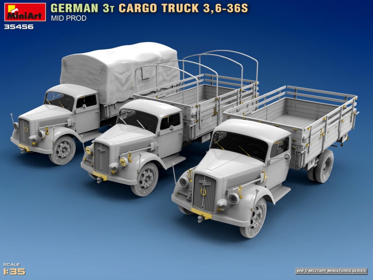 Zdjęcie dodatkowe produktu German 3t Cargo Truck 3,6-36s Mid Prod 1:35 MiniArt 35456