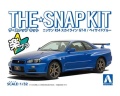Zdjęcie główne produktu Nissan Skyline R34 GT-R Bayside Blue SNAP KIT 1:32 Aoshima 062500