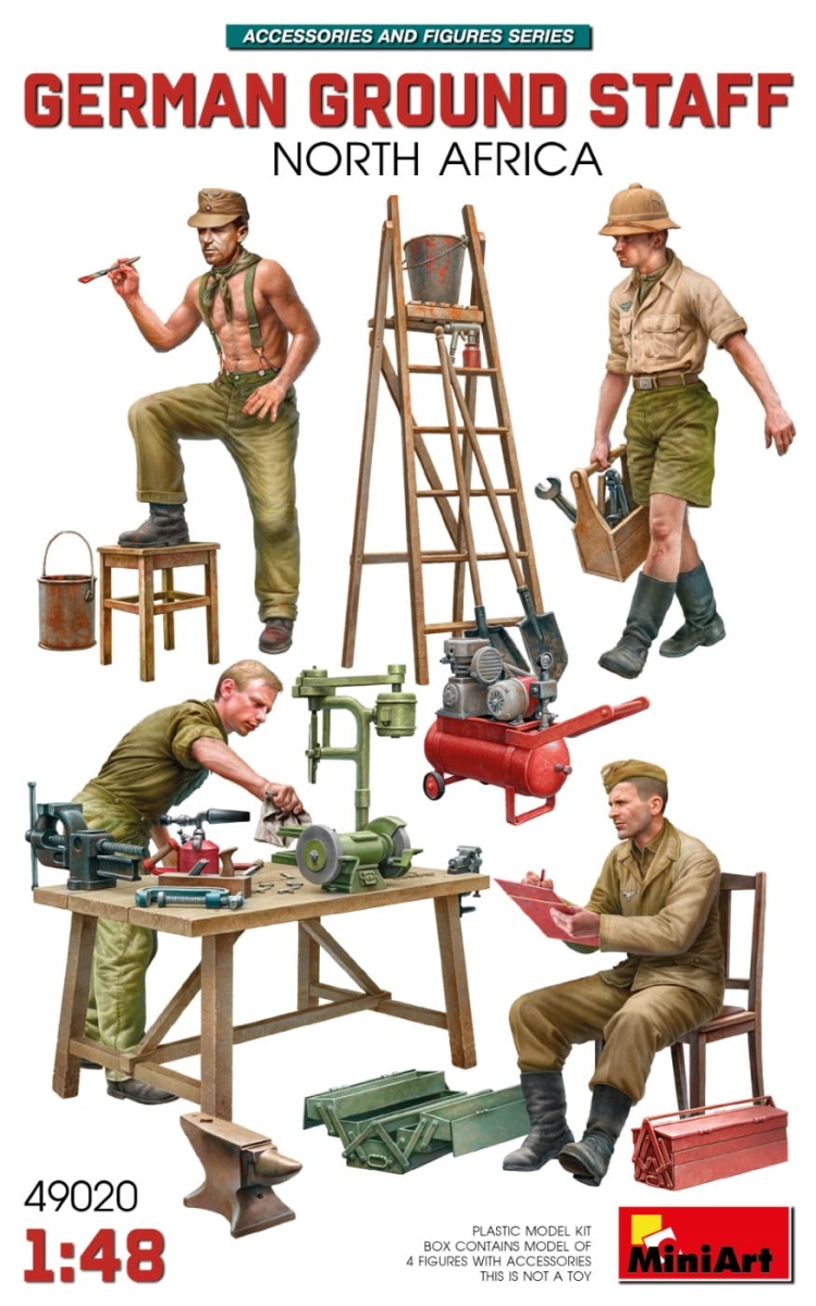 Zdjęcie główne produktu Niemiecki Personel Naziemny z Akcesoriami. Afryka Północna 1:48 MiniArt 49020