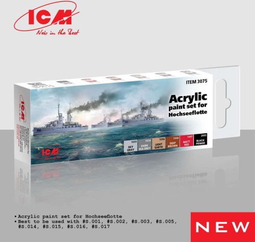 Acrylic paint set for Hochseeflotte (6x 12ml) ICM 3075