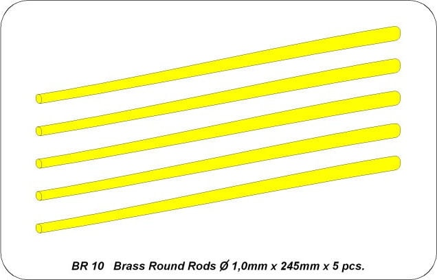 Zdjęcie dodatkowe produktu Pręty mosiężne fi 1,0mm długość 245mm x 5 szt. ABER BR10