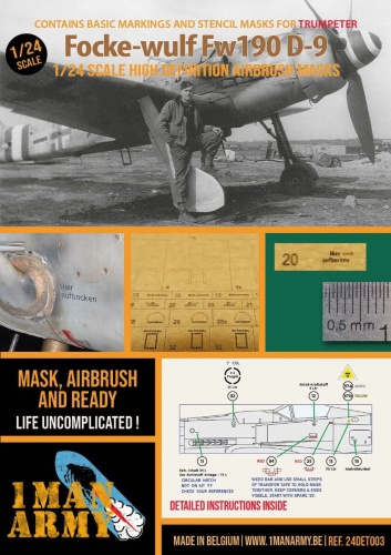 Masks for Focke-Wulf Fw-190 D-9 (Trumpeter) 1:24 1 Man Army 24DET003