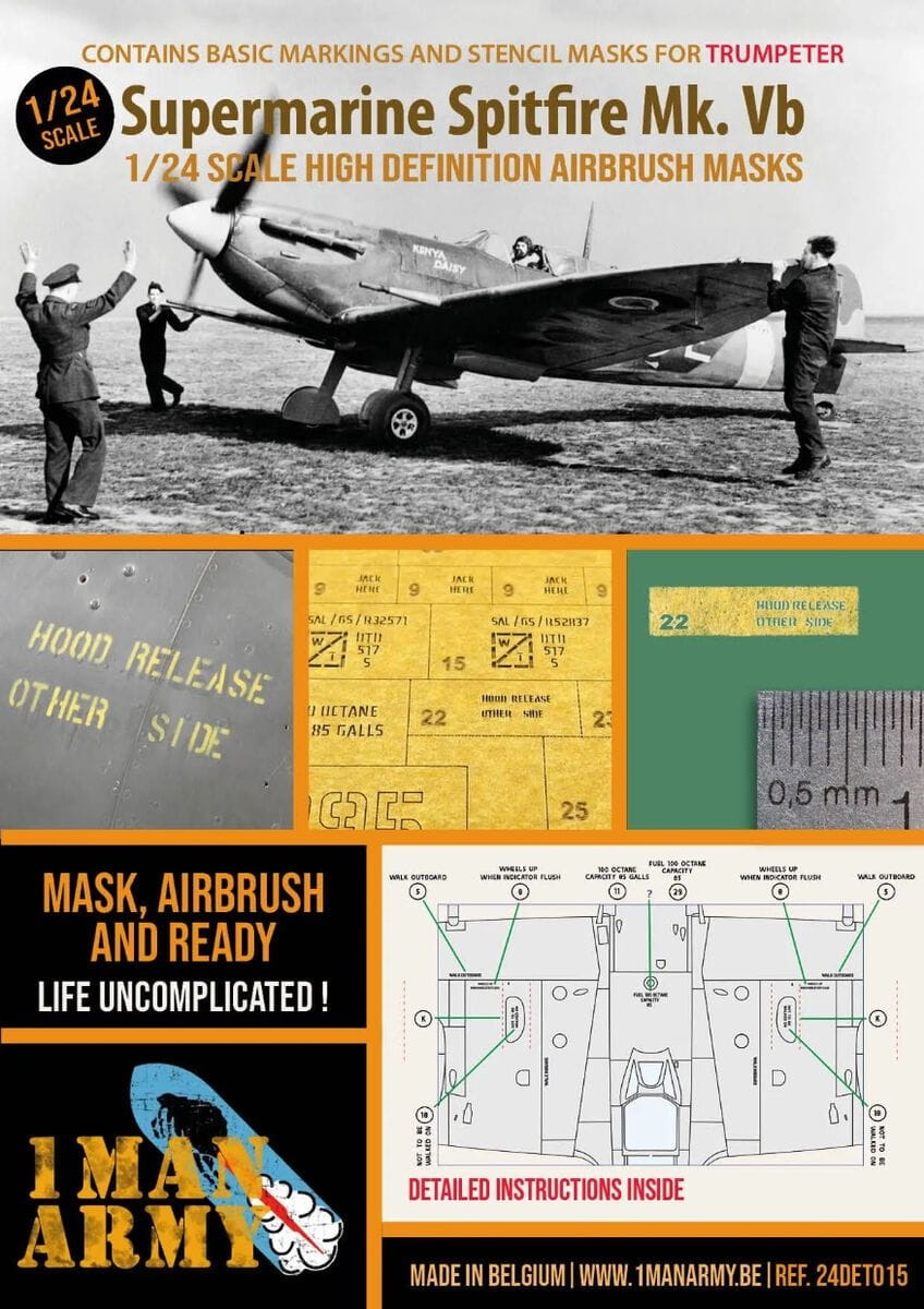 Zdjęcie główne produktu Maski do Supermarine Spitfire Mk. Vb (Trumpeter) 1:24 1 Man Army 24DET015