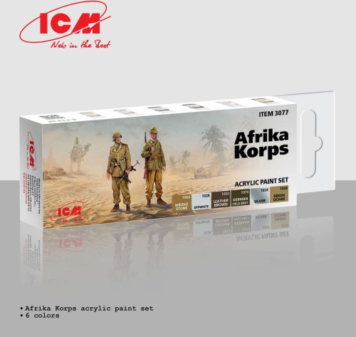 Acrylic paint set for Afrika Korps (6x 12ml) ICM 3077