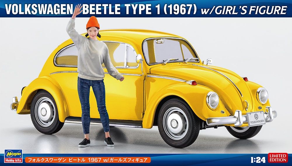 Zdjęcie główne produktu Volkswagen Beetle (Garbus) 1967 z figurką dziewczyny 1:24 Hasegawa SP620
