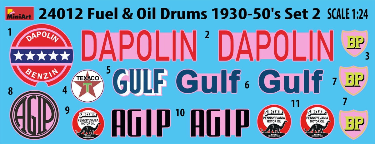 Zdjęcie dodatkowe produktu Fuel and Oil Drums 1930-50s Set 2 1:24 MiniArt 24012