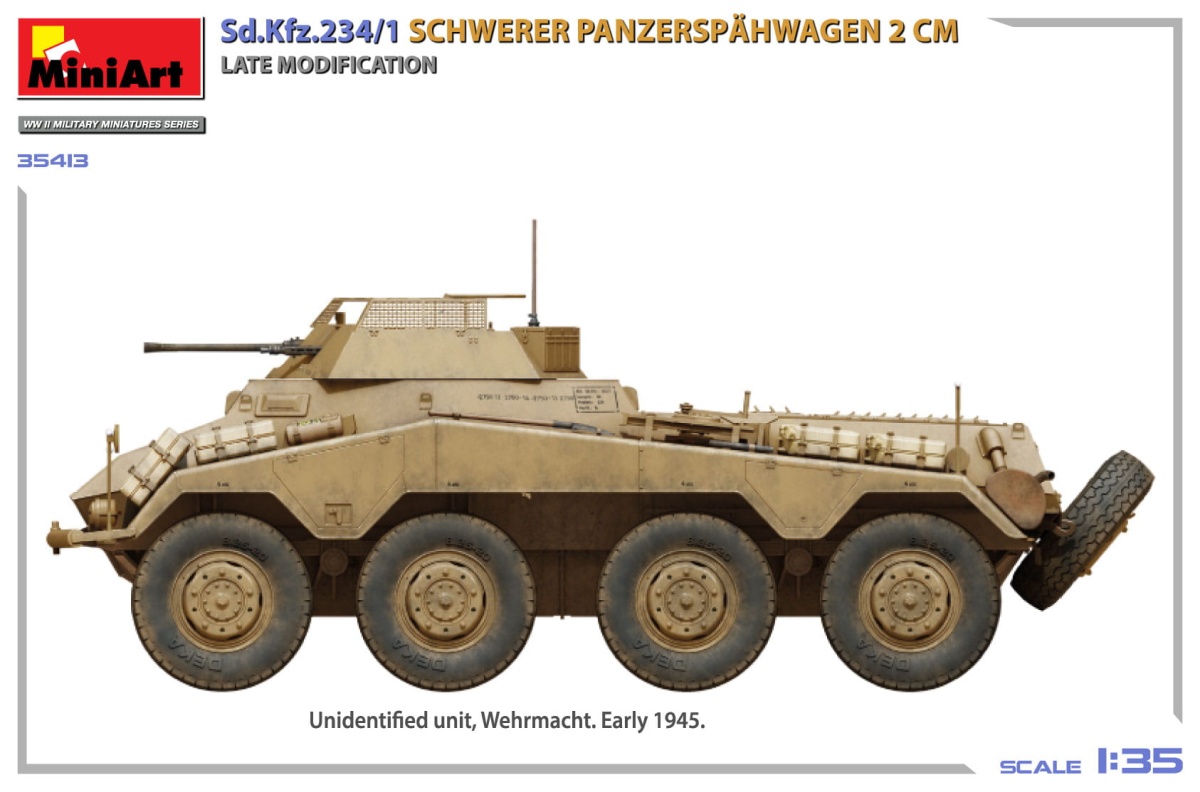 Zdjęcie dodatkowe produktu Sd.Kfz.234/1 Schwerer Panzerspahwagen (2cm) Late Mod 1:35 MiniArt 35413