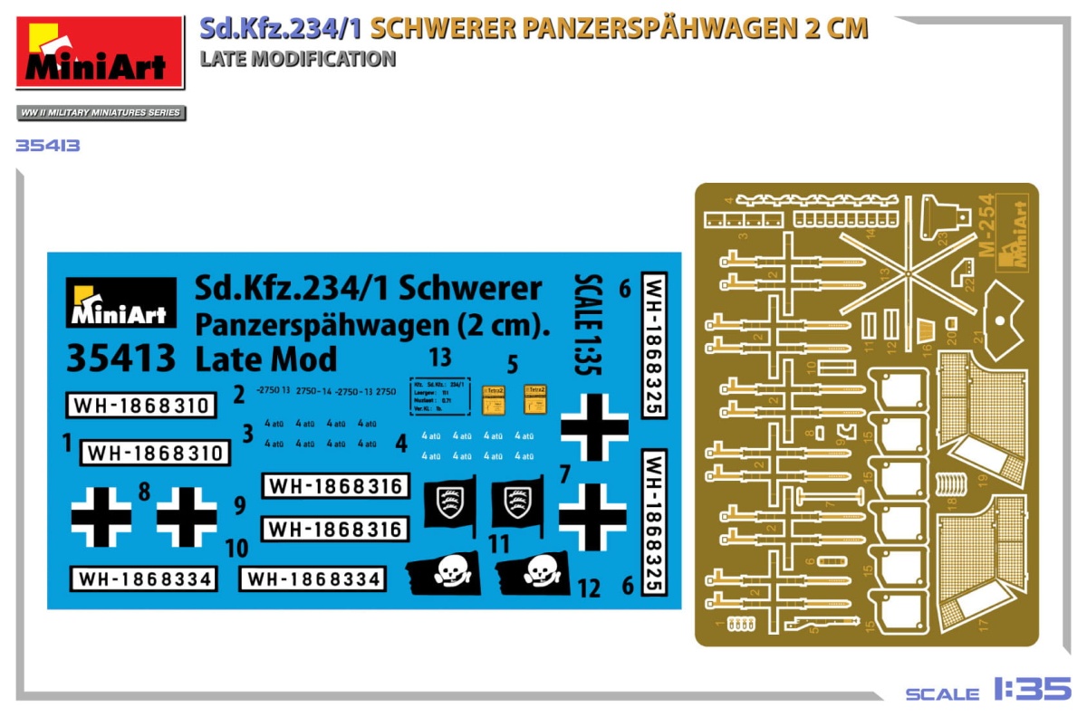 Zdjęcie dodatkowe produktu Sd.Kfz.234/1 Schwerer Panzerspahwagen (2cm) Late Mod 1:35 MiniArt 35413