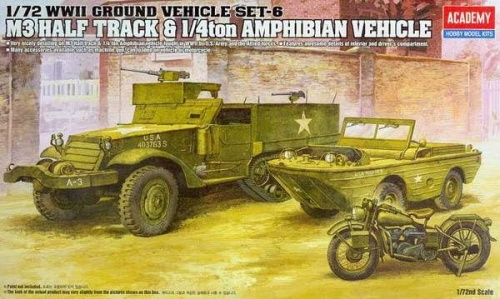 M3 Half Track plus amphibious plus motorcycle 1:72 Academy 13408