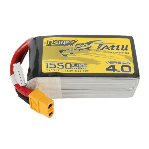 LiPo 4S 1550mAh 130C XT60 R-Line 4.0 TATTU battery