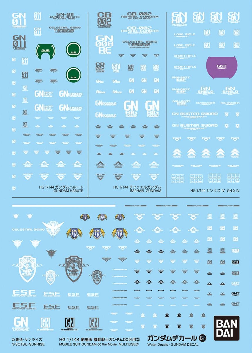 Zdjęcie główne produktu Zestaw kalkomani Gundam 00 The Movie (Decal 128 MS) Bandai
