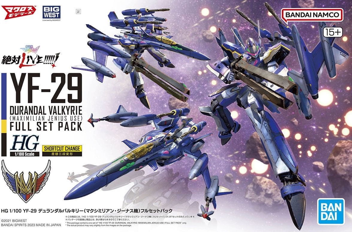 Zdjęcie główne produktu YF-29 Durandal Valkyrie (Maximilan Jenius Use) Full Set Pack HG 1:100 Bandai