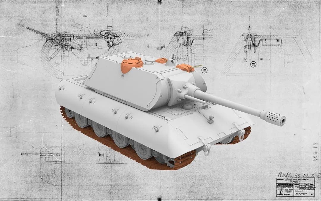 Zdjęcie dodatkowe produktu E-100 w/Maus turret 1:35 Amusing Hobby 35A046