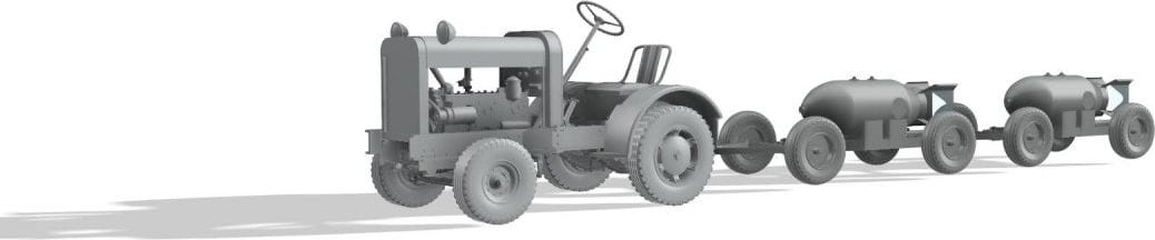 Zdjęcie dodatkowe produktu US Tug Clarktor 6, Mill-33 With 2 Bomb Trailers Mark 2 1:32 Thunder Models 32003
