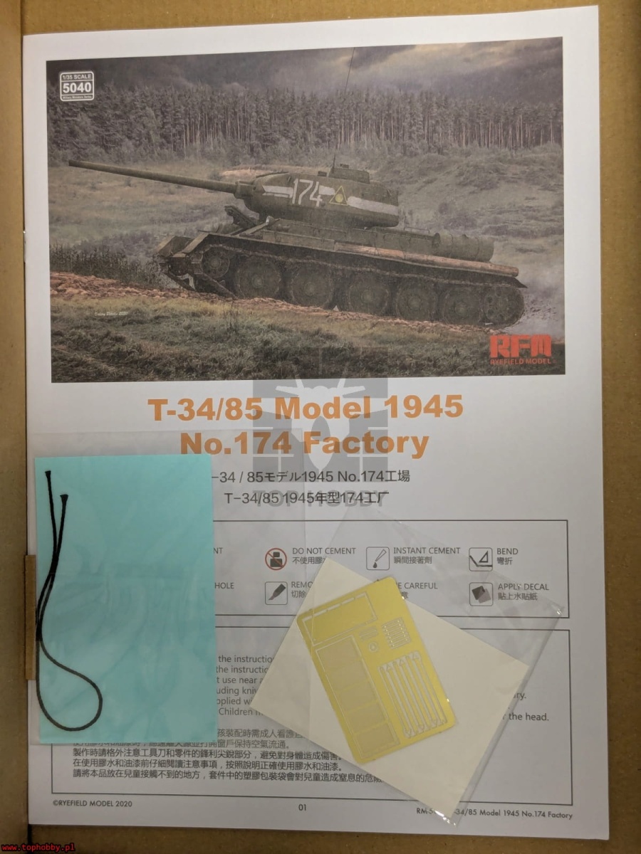 Zdjęcie dodatkowe produktu T-34/85 Model 1944 No.174 Factory 1:35 Rye Field Model 5040