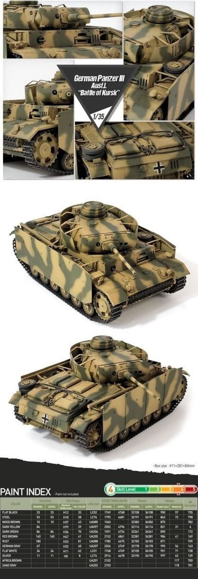 Zdjęcie dodatkowe produktu German Panzer III Ausf L Battle of Kursk 1:35 Academy 13545