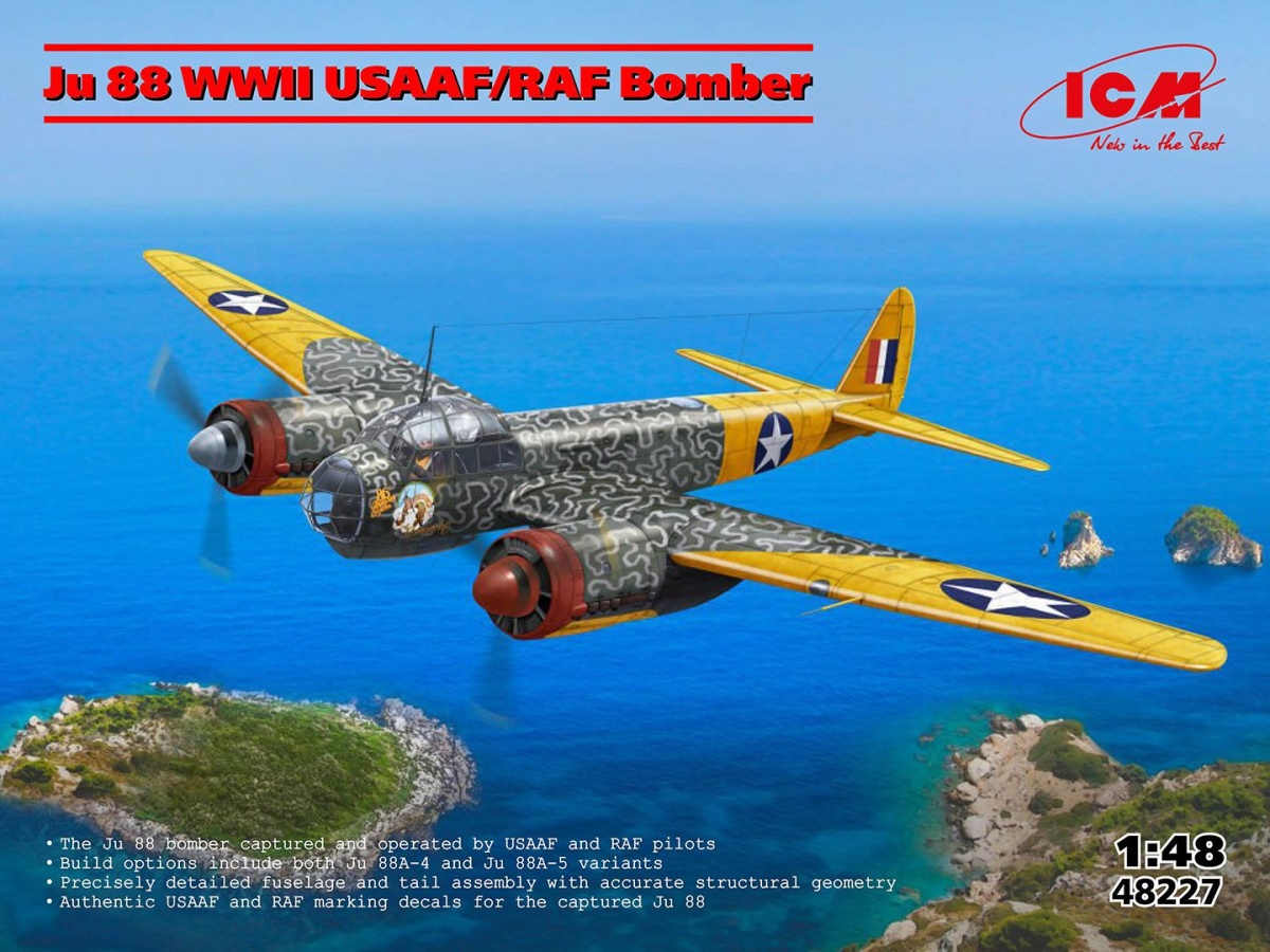 Zdjęcie główne produktu Bombowiec Ju 88 WWII USAAF/RAF 1:48 ICM 48227