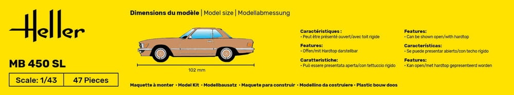 Zdjęcie dodatkowe produktu Mercedes-Benz 450SL 1:43 Heller 80171